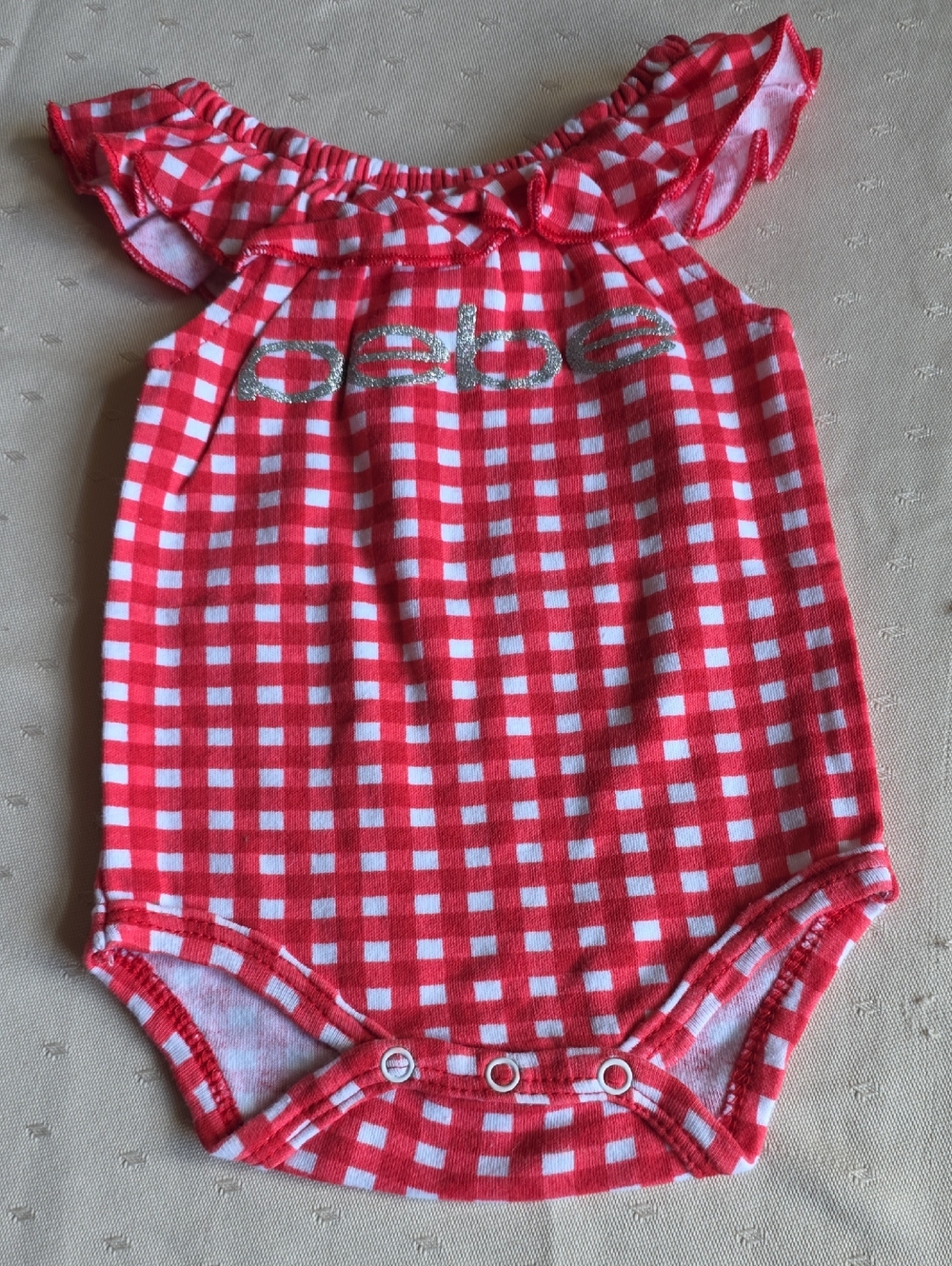 bebe Red and White Gingham Ruffle One-Piece